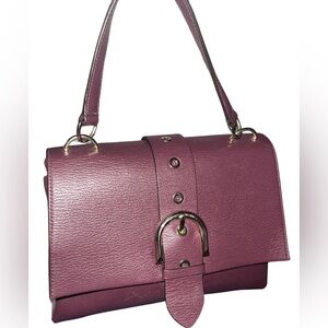 Henri Bendel Riverside Leather Top Handle Satchel Bag in Burgundy/Chianti